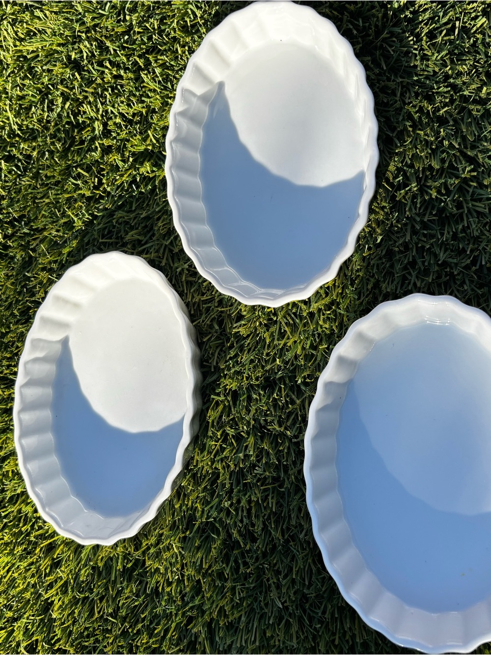 White Oval Ceramic Baking Dishes - Set of 3